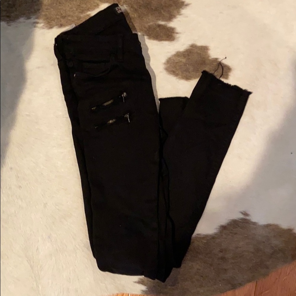 Zara Black Skinny Jeans with Zippers